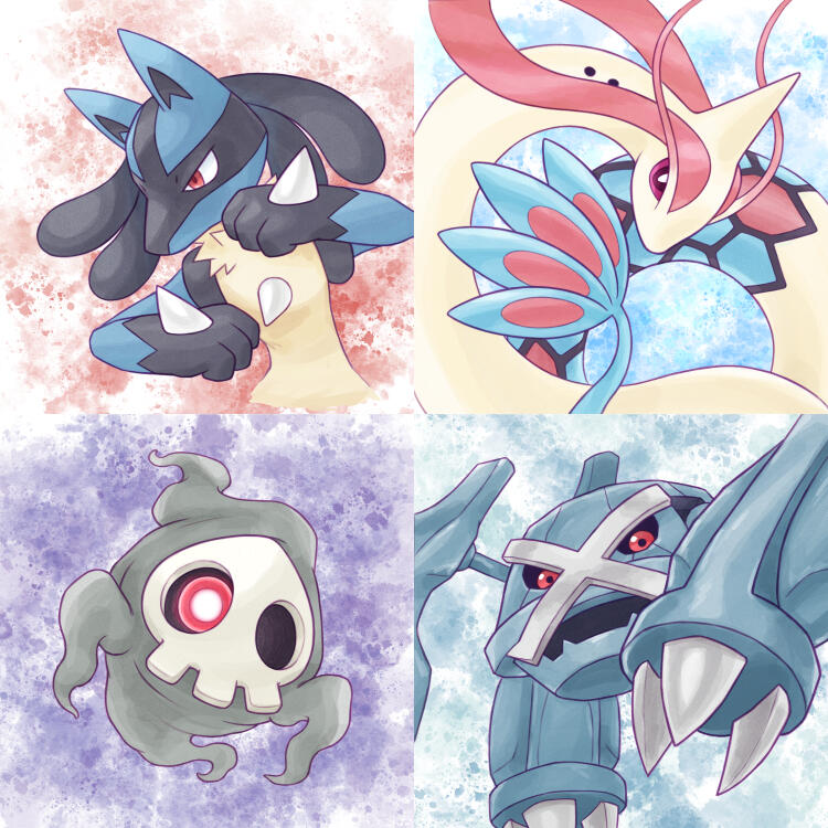 O29 - Lucario, O34 - Duskull, O35 - Milotic, O36 - Metagross, available in small