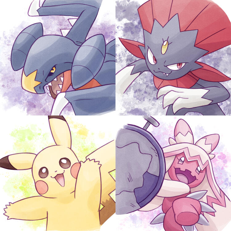 O9 - Garchomp, O10 - Weavile, O11 - Pikachu, O12 - Tinkaton, available in small