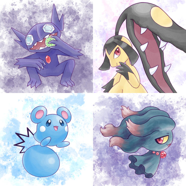 O30 - Azurill, O31 - Mawile, O32 - Misdreavus, O33 - Sableye, available in small