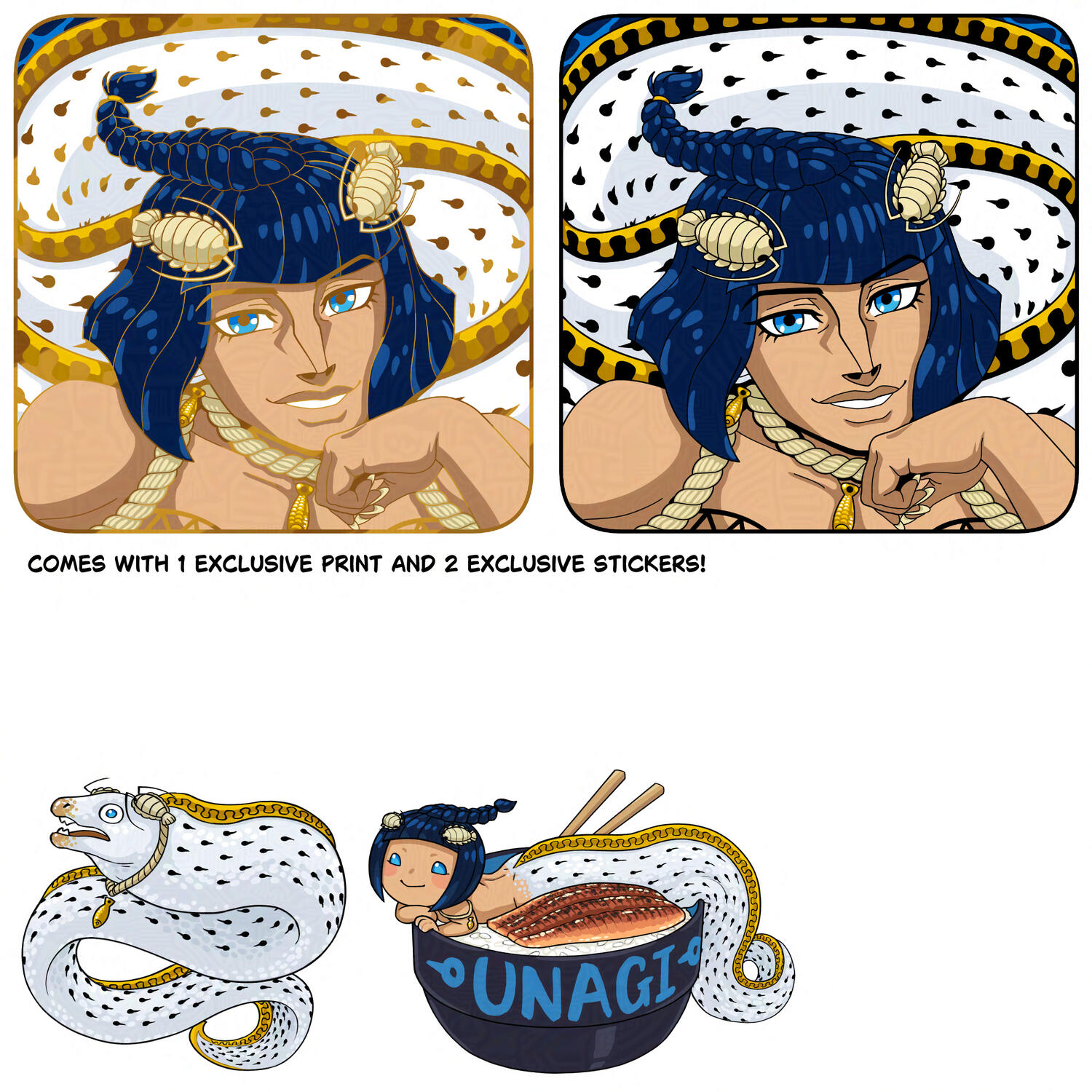 MermAU BB enamel pin design and 2 stickers