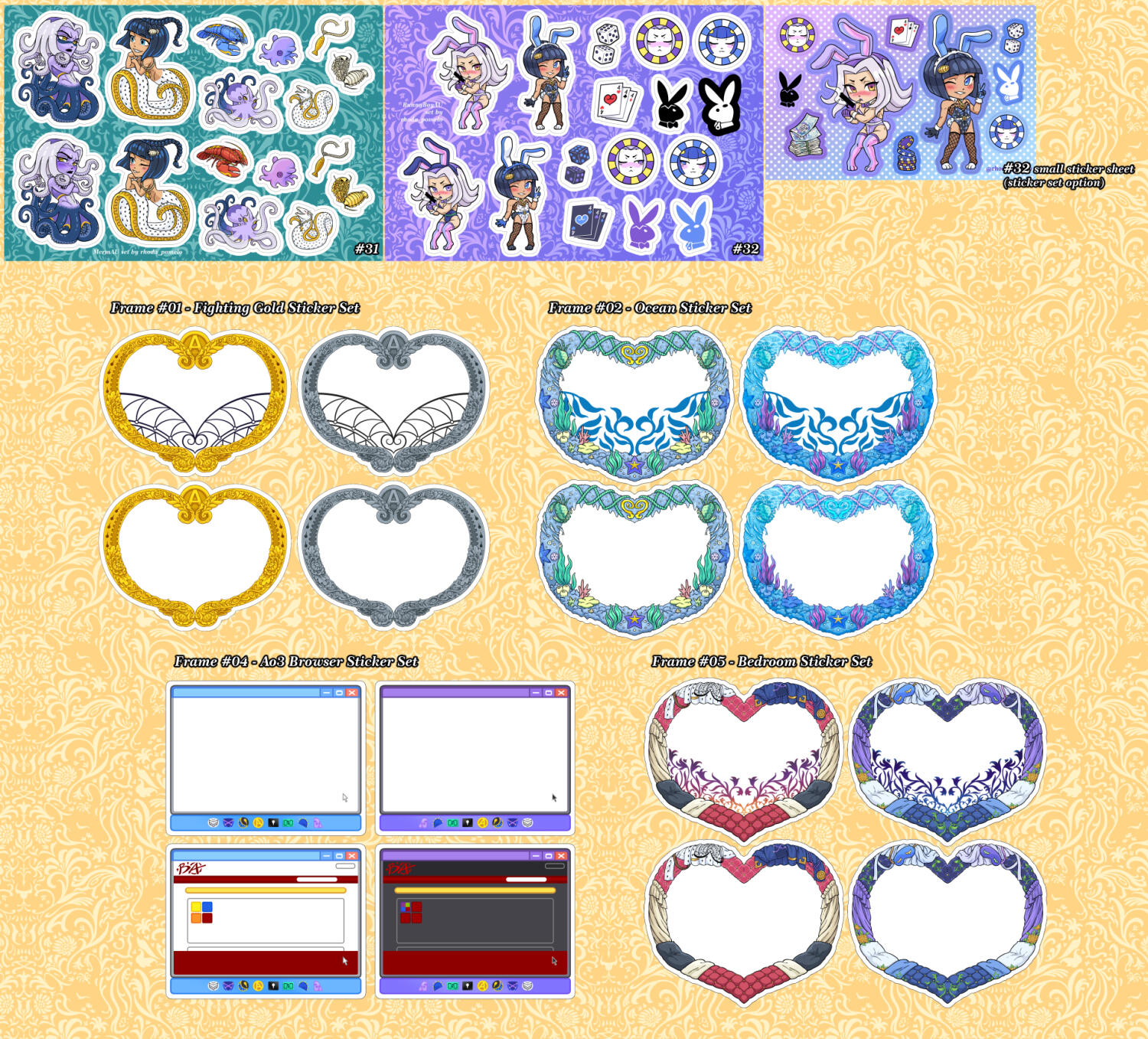 AU sticker sheets and frame stickers