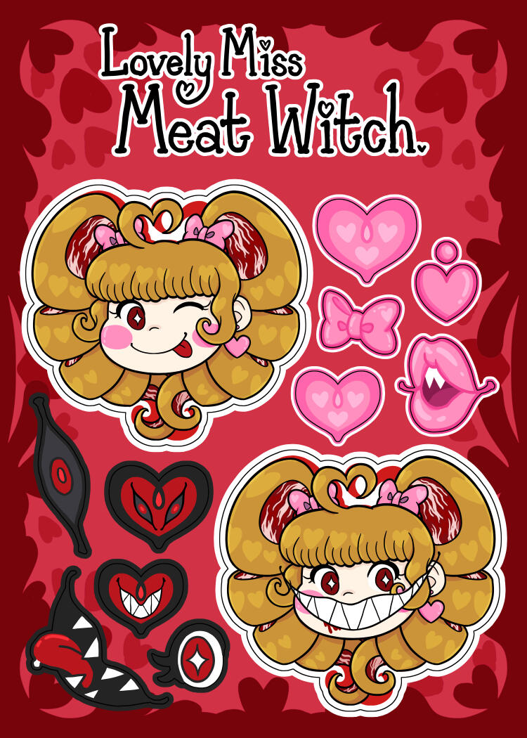Meat Witch chibi sticker sheet